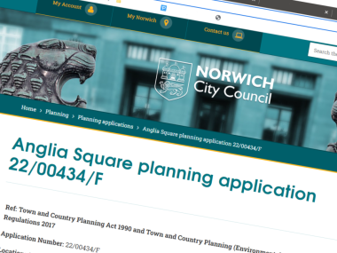 Screenshot of the Anglia Square Application Website